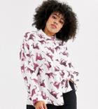 Asos Design Curve Long Sleeve Cropped Shirt In Leopard Print-multi