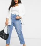 Vero Moda Curve Joana Ankle Length Mom Jeans In Light Blue