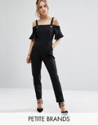 New Look Petite Cold Shoulder Eyelet Detail Jumpsuit - Black