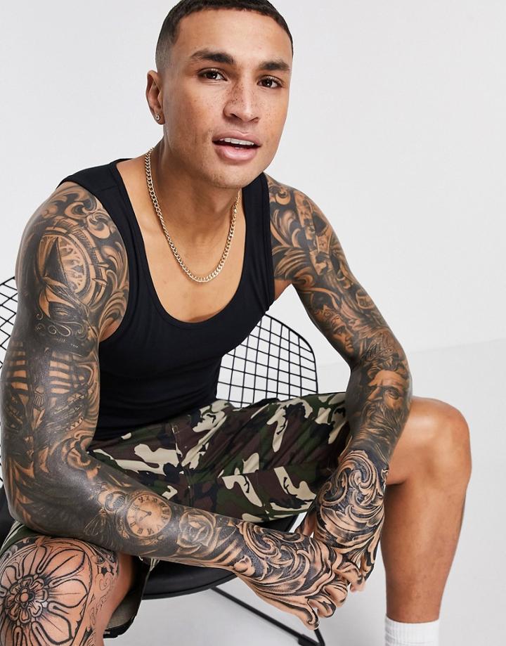 Asos Design Organic Muscle Fit Tank In Black