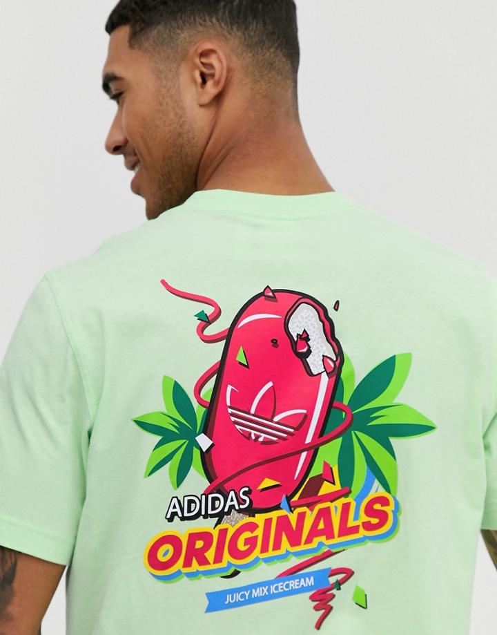Adidas Originals Bodega T-shirt With Ice Cream Back Print In Green - Green