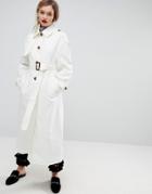 Asos Single Breasted Oversized Trench - Cream