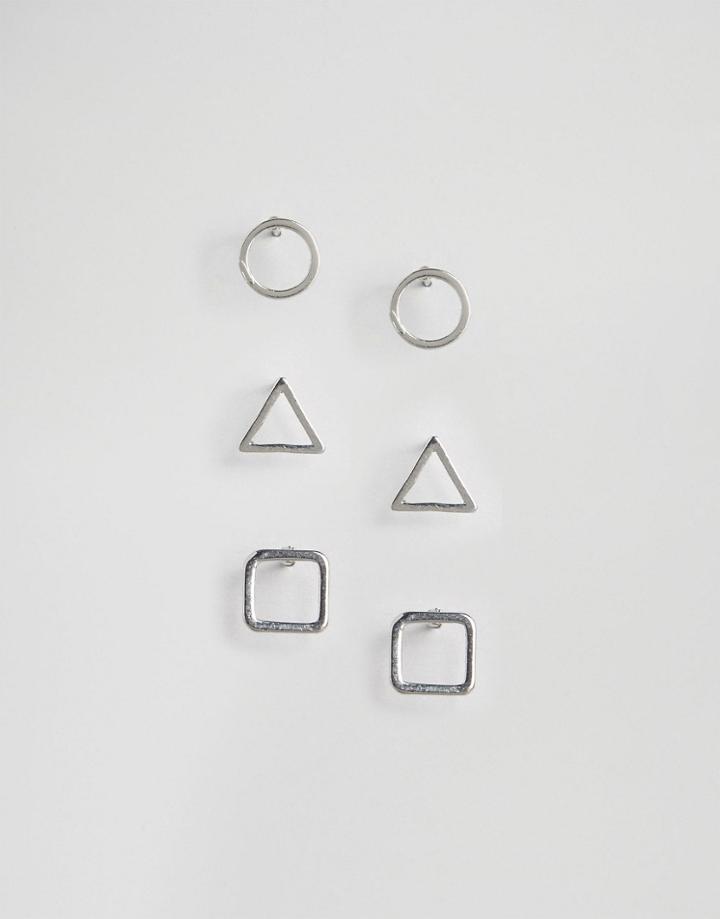 Cara Ny 3 Stud Earring Set - Silver