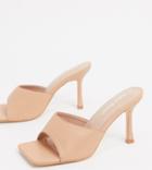 Public Desire Wide Fit Harlow Mule With Square Toe In Beige-neutral