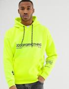 Good For Nothing Oversized Hoodie In Neon Yellow With Chest Logo - Yellow