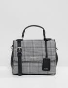 Aldo Cading Gray Plaid Mini Tote Bag With Studding Detail - Gray
