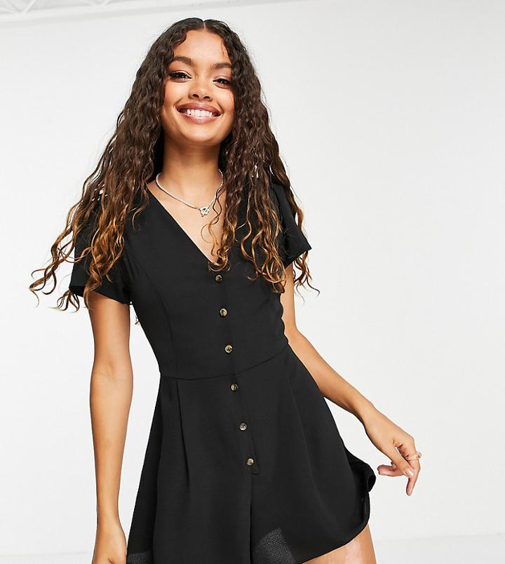 Asos Design Petite 90's Tea Romper In Black