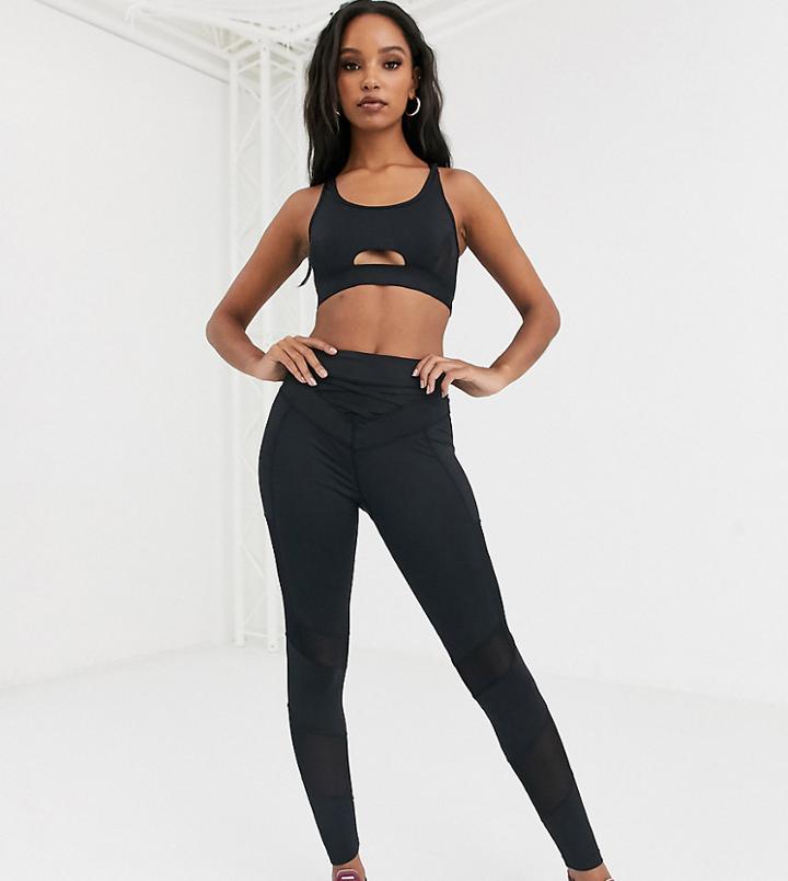 Wolf & Whistle Leggings With Mesh Panels In Black