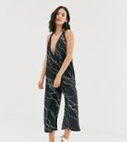Another Reason Relaxed Wide Leg Jumpsuit In Lightening Print - Multi