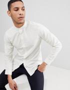 Selected Homme Slim Grandad Shirt With Fleck - White