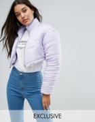 Missguided Padded Cropped Jacket - Purple
