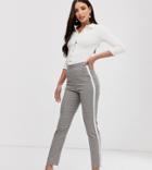 Asos Design Tall Check Side Stripe Tapered Pants-multi