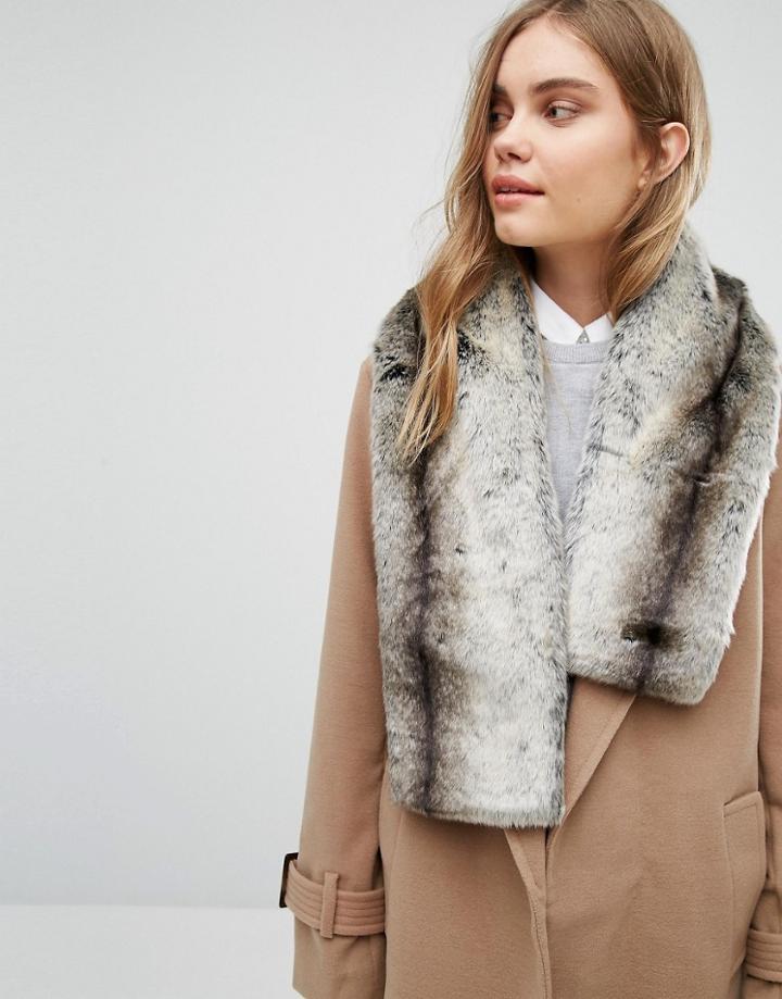Oasis Faux Fur Scarf - Beige