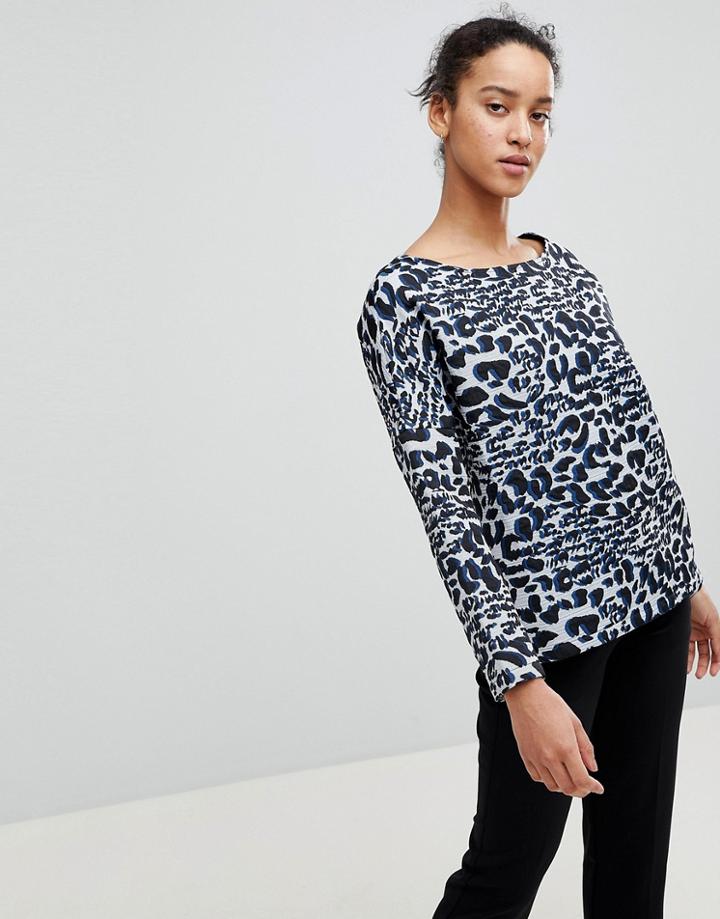 See U Soon Leopard Long Sleeve Shell Top - Gray