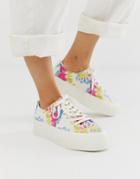 Pull & Bear Flatform Sneakers In Tie Dye - Multi