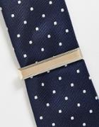 Asos Design Wedding Tie Bar With Edge Detail In Brushed Gold Tone
