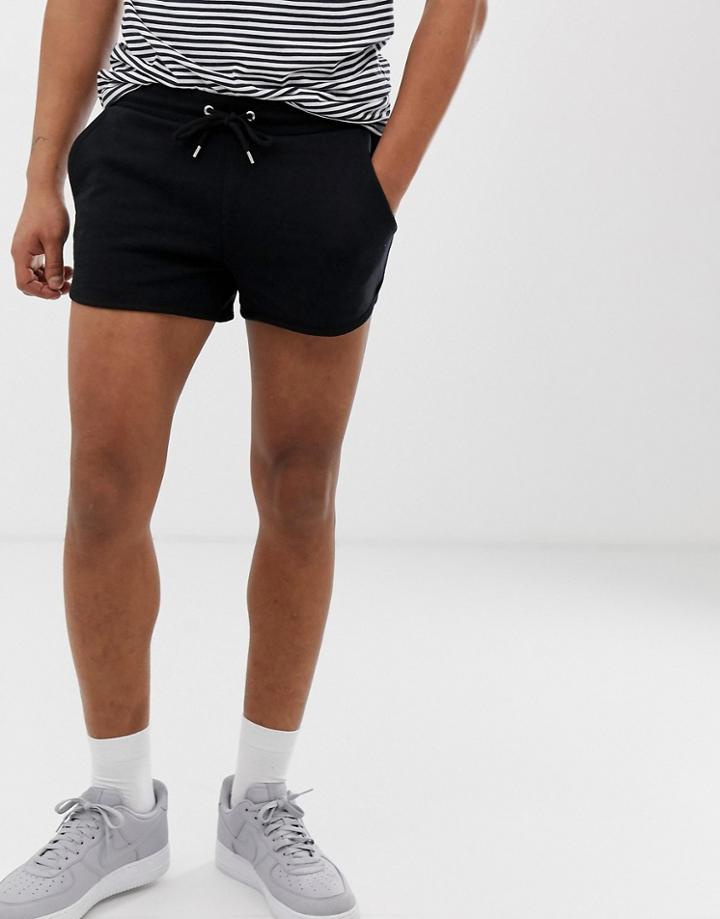Asos Design Jersey Runner Shorts In Black