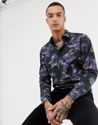 Devils Advocate Slim Fit Double Snake Print Shirt-black