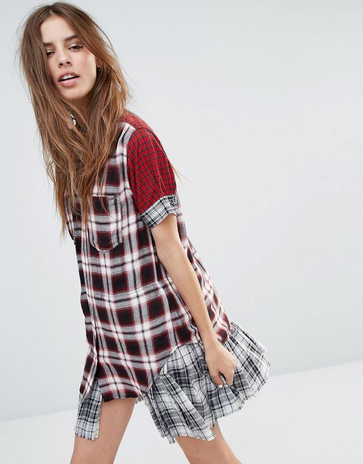 Diesel Plaid & Check Panel Dress - Multi