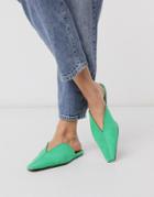 Asos Design Landing Suede Mules In Green