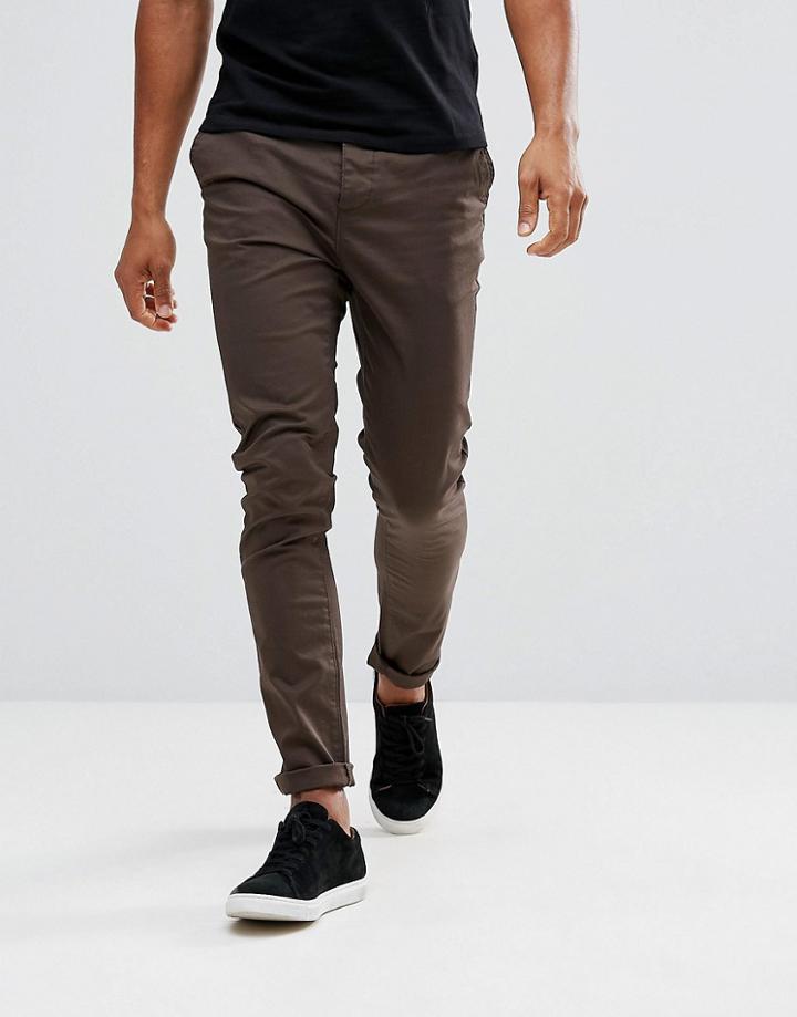 Asos Skinny Chinos In Brown