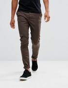 Asos Skinny Chinos In Brown