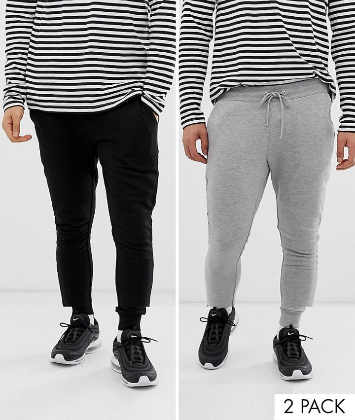 Asos Design Super Skinny Sweatpants 2 Pack Black/gray Marl - Multi