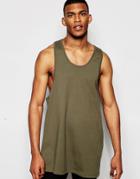 Asos Oversized Longline Tank With Extreme Racer Back In Green - Green