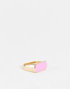 Designb London Pink Enamel Bar Ring In Gold