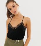 Stradivarius Lace Detail Cami In Black