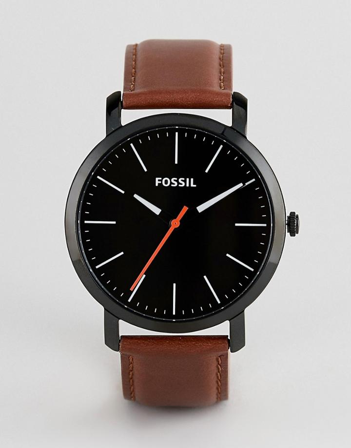 Fossil Bq2310 Mens Brown Leather Watch With Black Dial - Brown