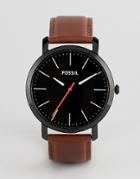 Fossil Bq2310 Mens Brown Leather Watch With Black Dial - Brown