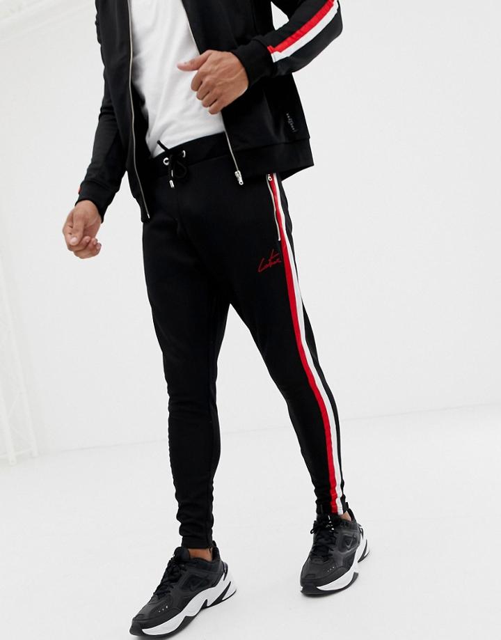 The Couture Club Skinny Sweatpants With Side Stripe-black