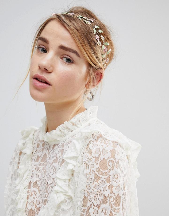 Asos Pastel Floral Metal Vine Hair Crown - Multi