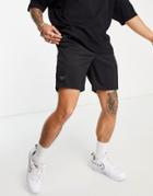 Bershka Double Waistband Mesh Shorts In Black-white