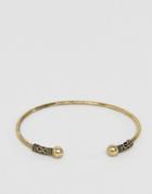 Asos Etched Open Cuff Bracelet - Gold