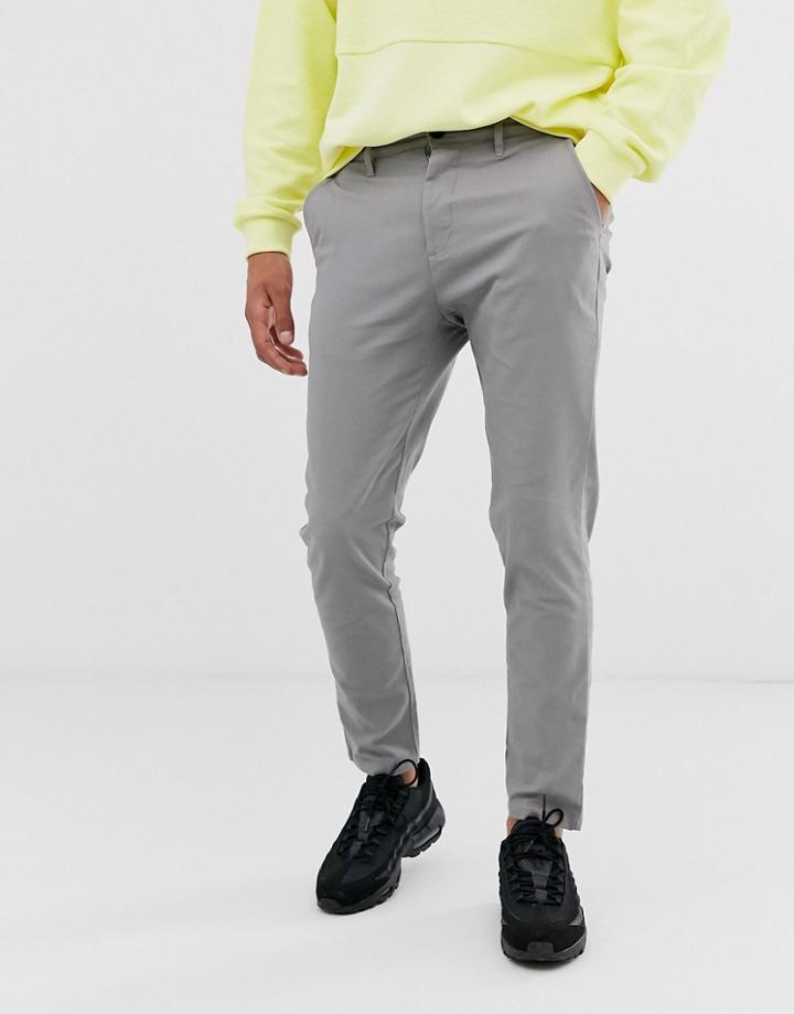 Asos Design Skinny Ankle Grazer Chinos In Light Gray - Gray