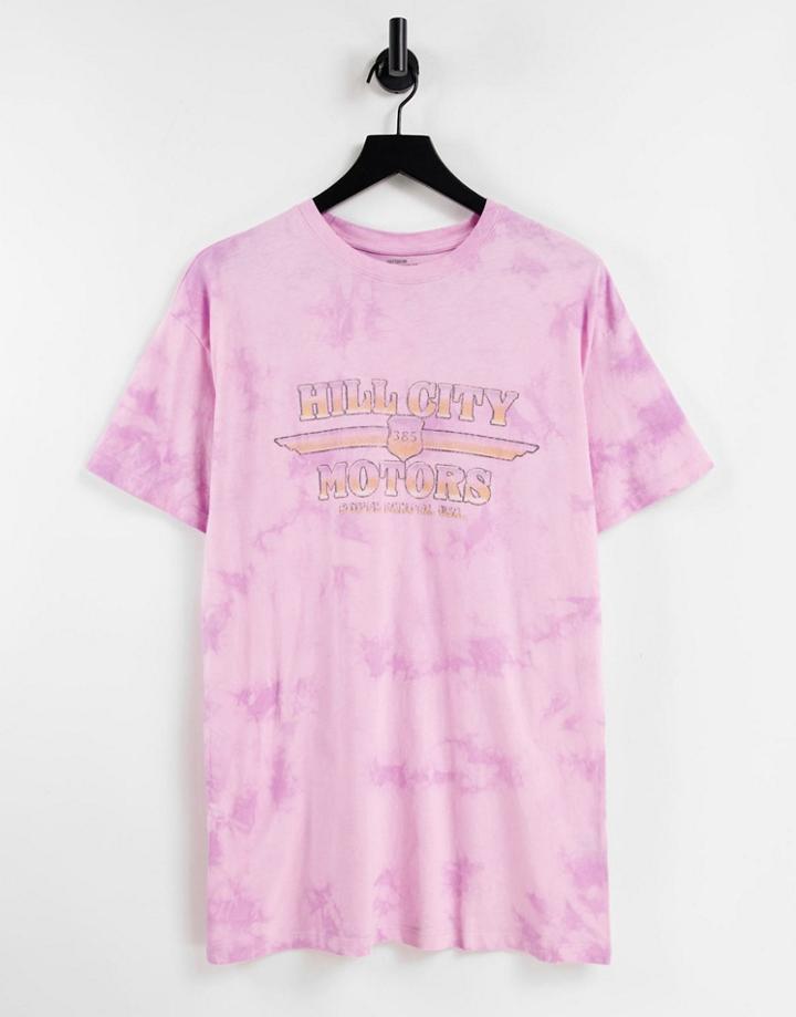 Cotton: On Relaxed Boyfriend Hill City Motors Graphic Tee In Tie Dye-multi