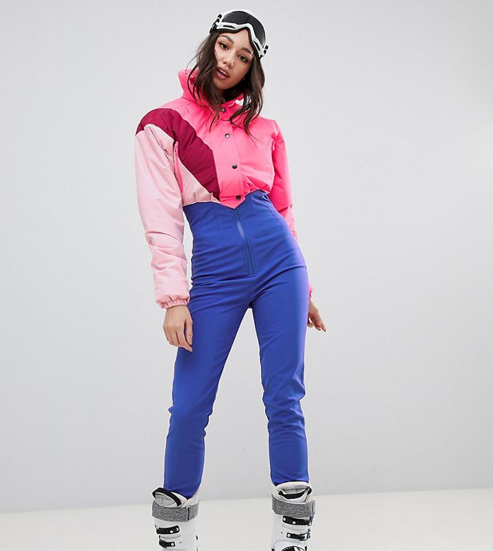 Asos 4505 Tall Ski Jumpsuit In Color Block With Funnel Neck - Multi