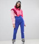 Asos 4505 Tall Ski Jumpsuit In Color Block With Funnel Neck - Multi