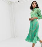 Na-kd Chain Print Print Pleated Skirts In Green - Green