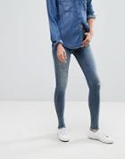 Esprit Frayed Hem Distressed Skinny Jeans - Blue