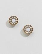 Dyrberg Kern White And Gold Stud Earrings - Gold