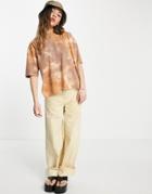 Noisy May Oversized T-shirt In Orange Tie Dye-multi