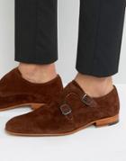 Zign Suede Monk Strap Shoes - Brown