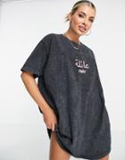 Night Addict Family Oversized T-shirt Dress In Washed Black