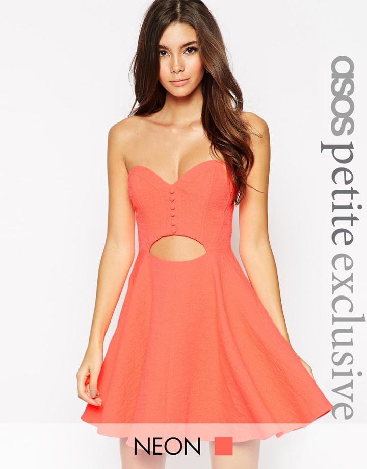 Asos Petite Jacquard Mini Dress With Cut Out Detail - Pink