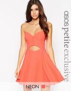 Asos Petite Jacquard Mini Dress With Cut Out Detail - Pink
