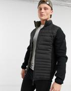 Jack & Jones Originals Puffer Jacket With Knit Sleeves In Black