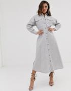 Asos Design Casual Utility Midi Shirt Dress - Gray
